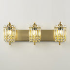 Applique murale moderne et glamour à 3 lumières pour salle de bain, avec miroir en cristal