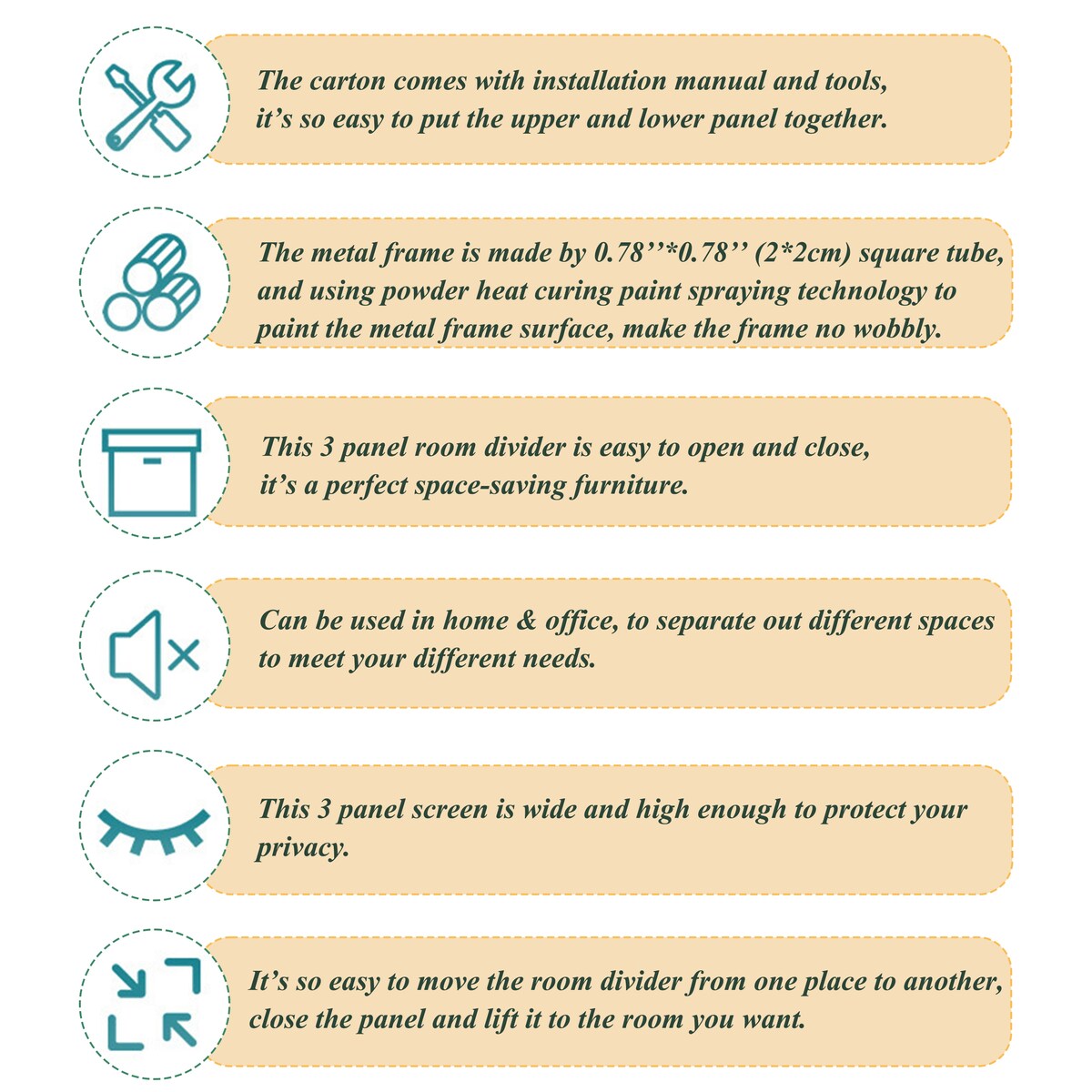 Cloisons de séparation de pièces en bois naturel, 1,83 m, 3 panneaux, occultant pliable, pour séparer les espaces.