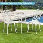 Ensemble table et chaises papillon d'extérieur en aluminium 3 pièces avec trou pour parasol