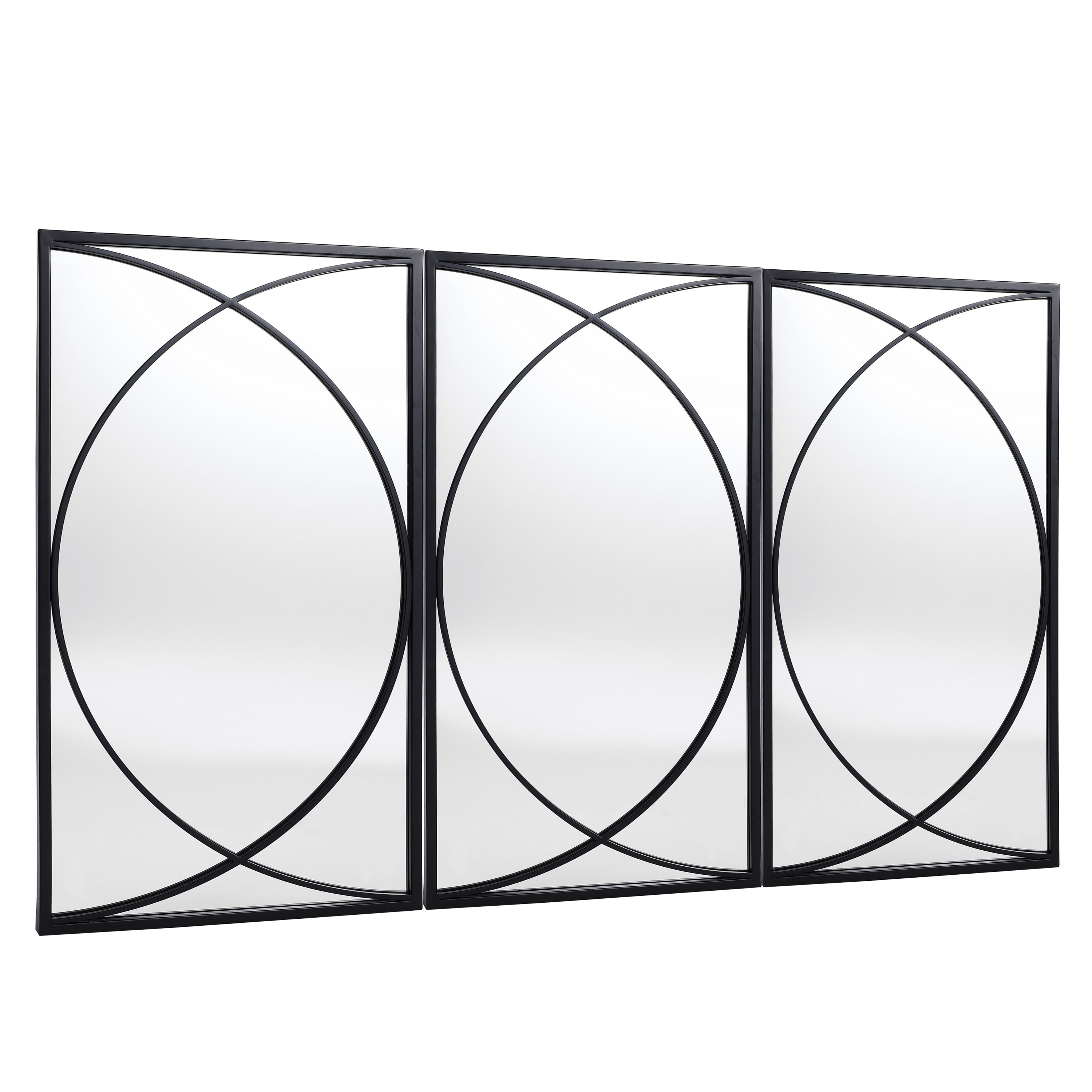 Ensemble de 3 miroirs muraux rectangulaires en métal noir - 31,9 cm (H) x 15,75 cm (L) x 0,75 cm (P)