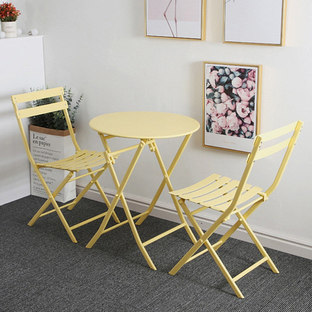 Ensemble bistro minimaliste 3 pièces pour patio : table ronde pliable et chaises