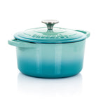 Cocotte en fonte émaillée de 3 litres, couleur bleu sarcelle arctique