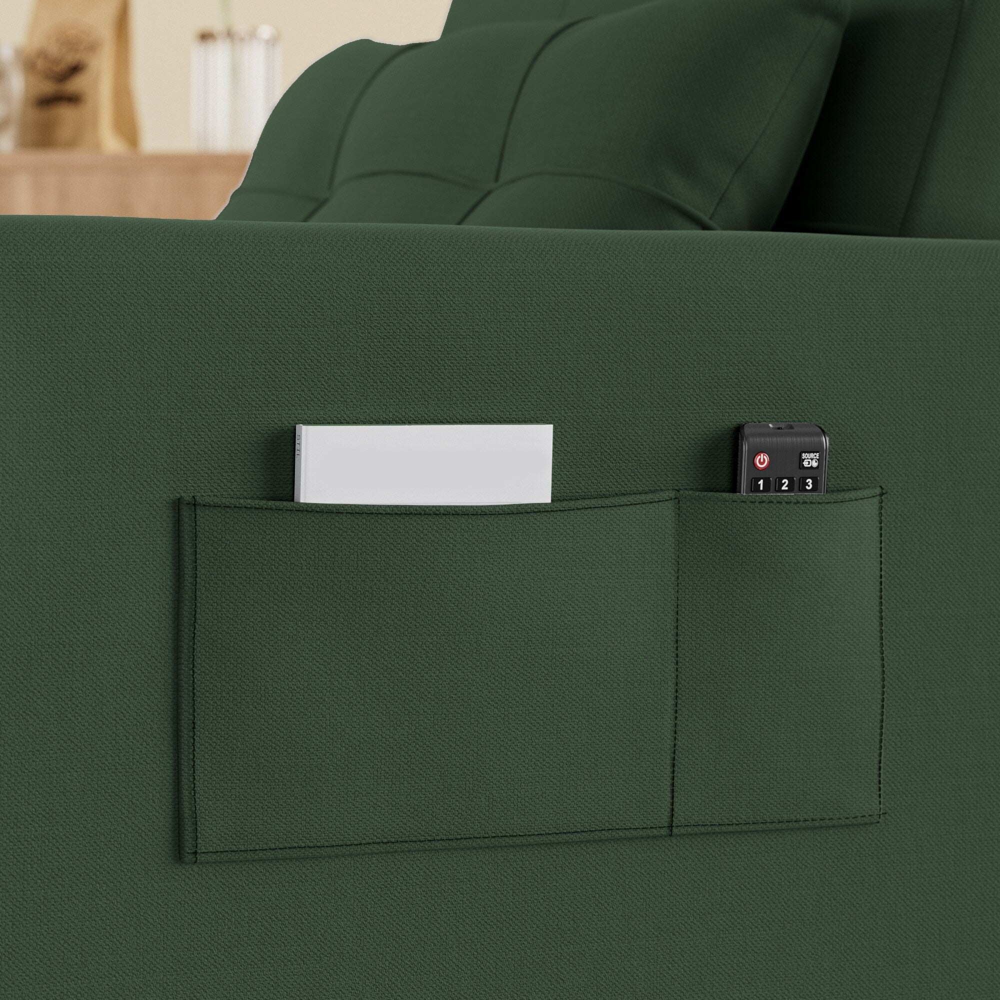 Canapé-lit convertible 3 en 1, avec fauteuil gigogne et lit pliant, idéal pour le salon.