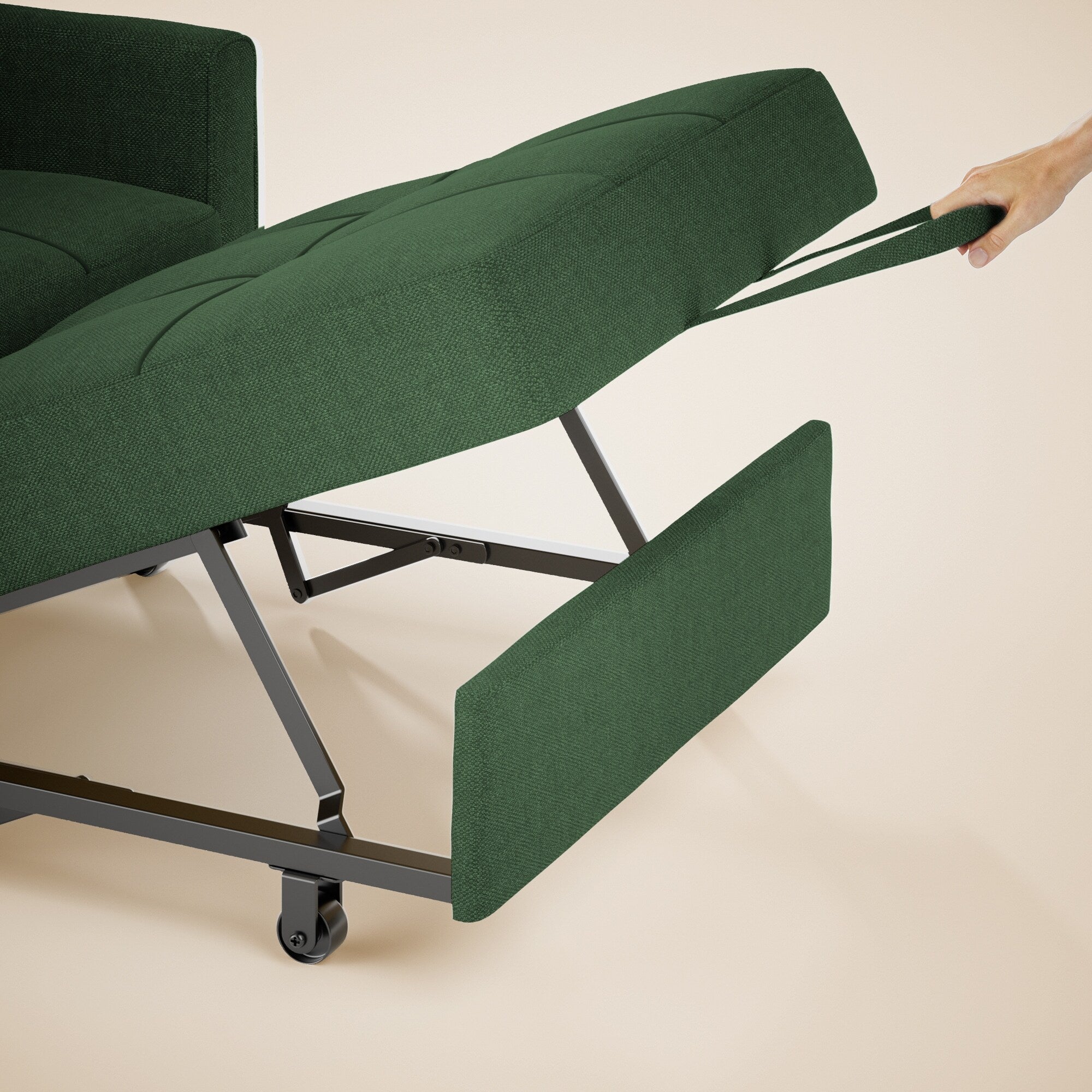 Canapé-lit convertible 3 en 1, avec fauteuil gigogne et lit pliant, idéal pour le salon.