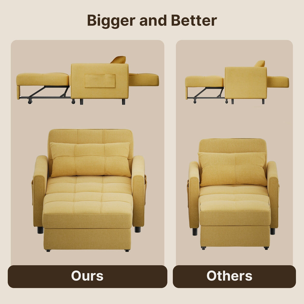 Canapé-lit convertible 3 en 1, avec fauteuil gigogne et lit pliant, idéal pour le salon.