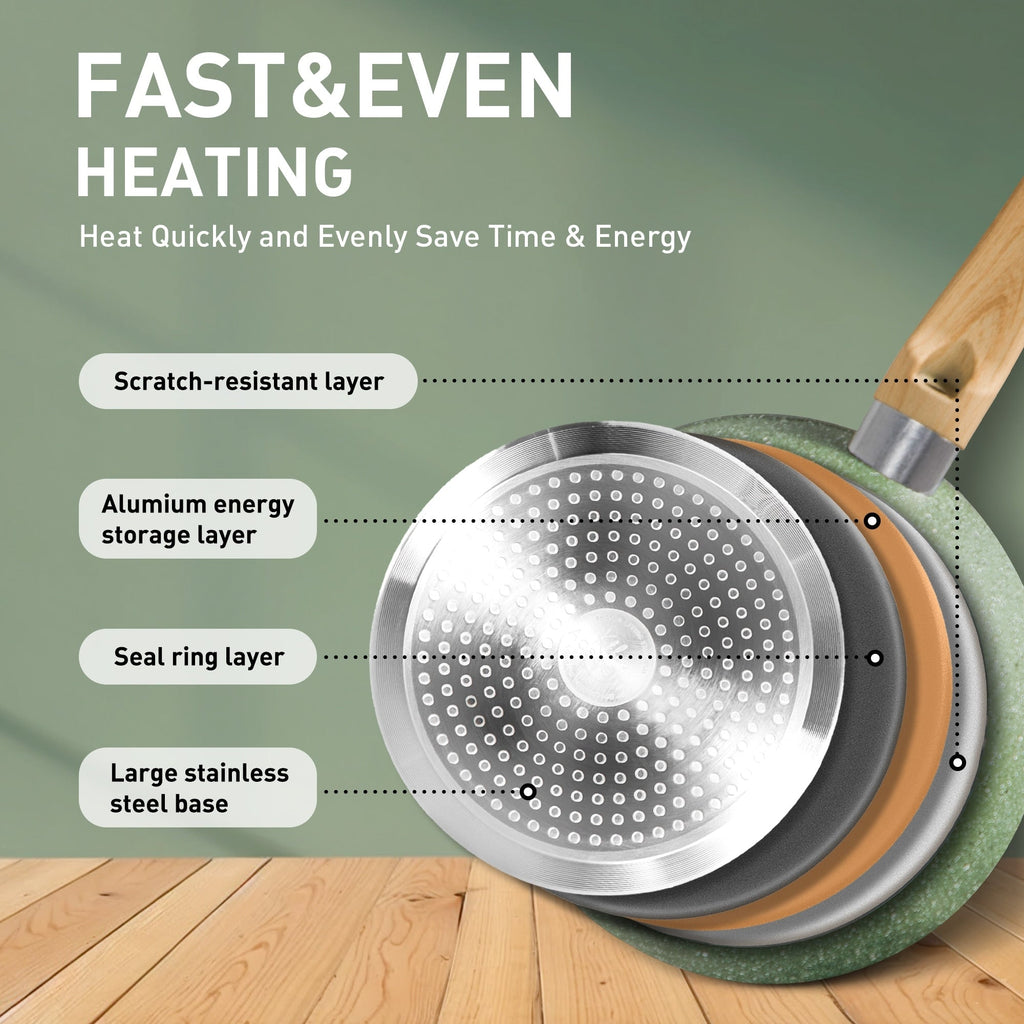 Ensemble de 30 pièces de batterie de cuisine en granit, comprenant casseroles et poêles antiadhésives.