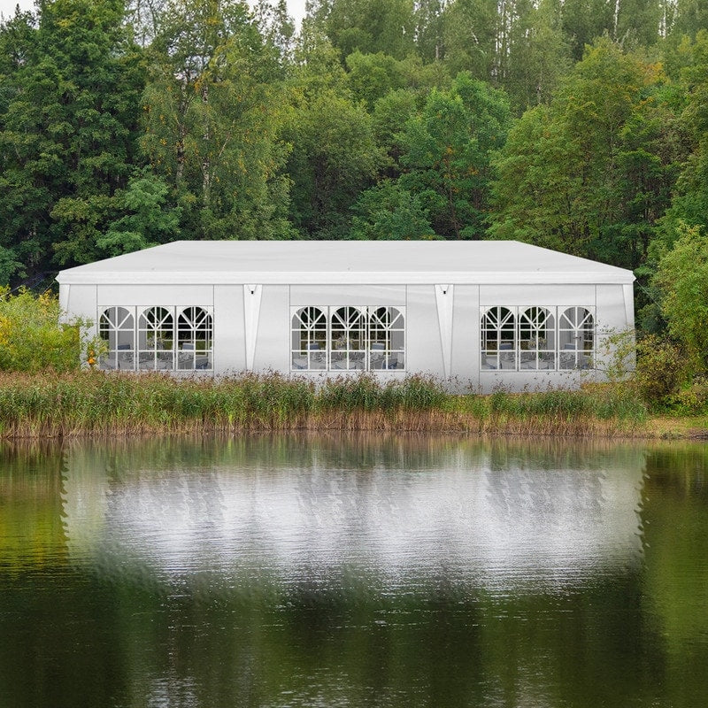 Gazebo pliable en toile Oxford 30x10FT avec 8 sacs de sable et 8 parois latérales avec sac de rangement pour remorqueur - 30x10x8.8FT(LDH)