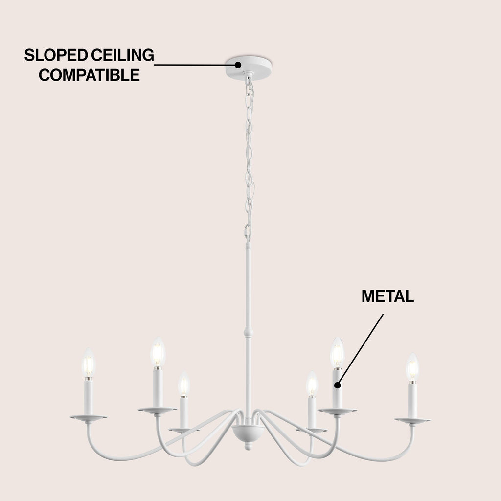Lustre LED en fer à 6 lumières de 34,75 pouces, par JONATHAN Y