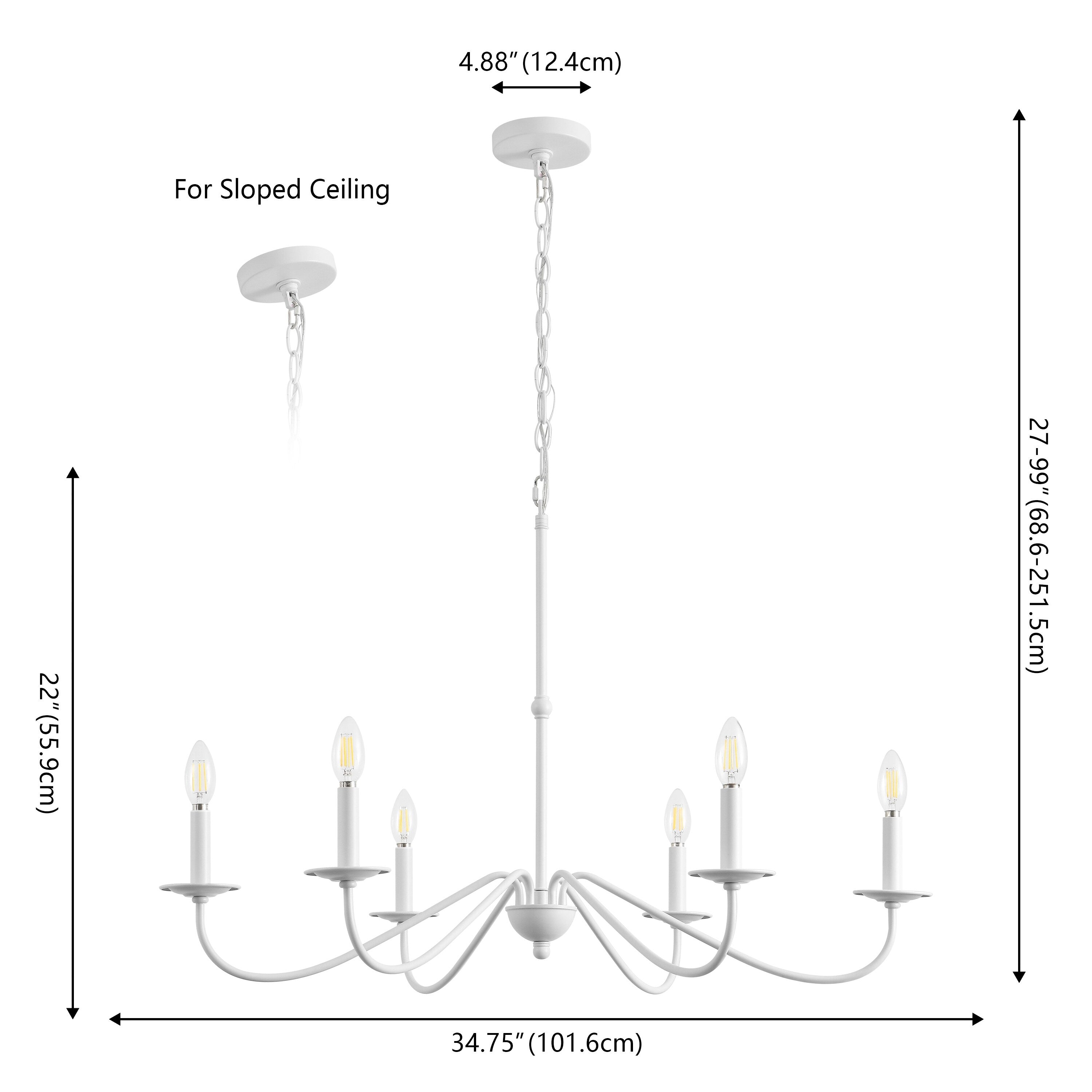 Lustre LED en fer à 6 lumières de 34,75 pouces, par JONATHAN Y