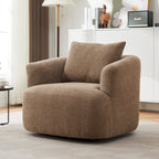 Fauteuil pivotant à 360°, fauteuil d'appoint en bouclette de 38,2 cm avec coussin décoratif, fauteuil-canapé rembourré de forme cylindrique avec accoudoirs incurvés