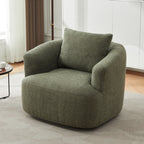 Fauteuil pivotant à 360°, fauteuil d'appoint en bouclette de 38,2 cm avec coussin décoratif, fauteuil-canapé rembourré de forme cylindrique avec accoudoirs incurvés