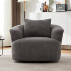 Fauteuil pivotant à 360°, fauteuil d'appoint en bouclette de 38,2 cm avec coussin décoratif, fauteuil-canapé rembourré de forme cylindrique avec accoudoirs incurvés