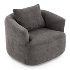 Fauteuil pivotant à 360°, fauteuil d'appoint en bouclette de 38,2 cm avec coussin décoratif, fauteuil-canapé rembourré de forme cylindrique avec accoudoirs incurvés