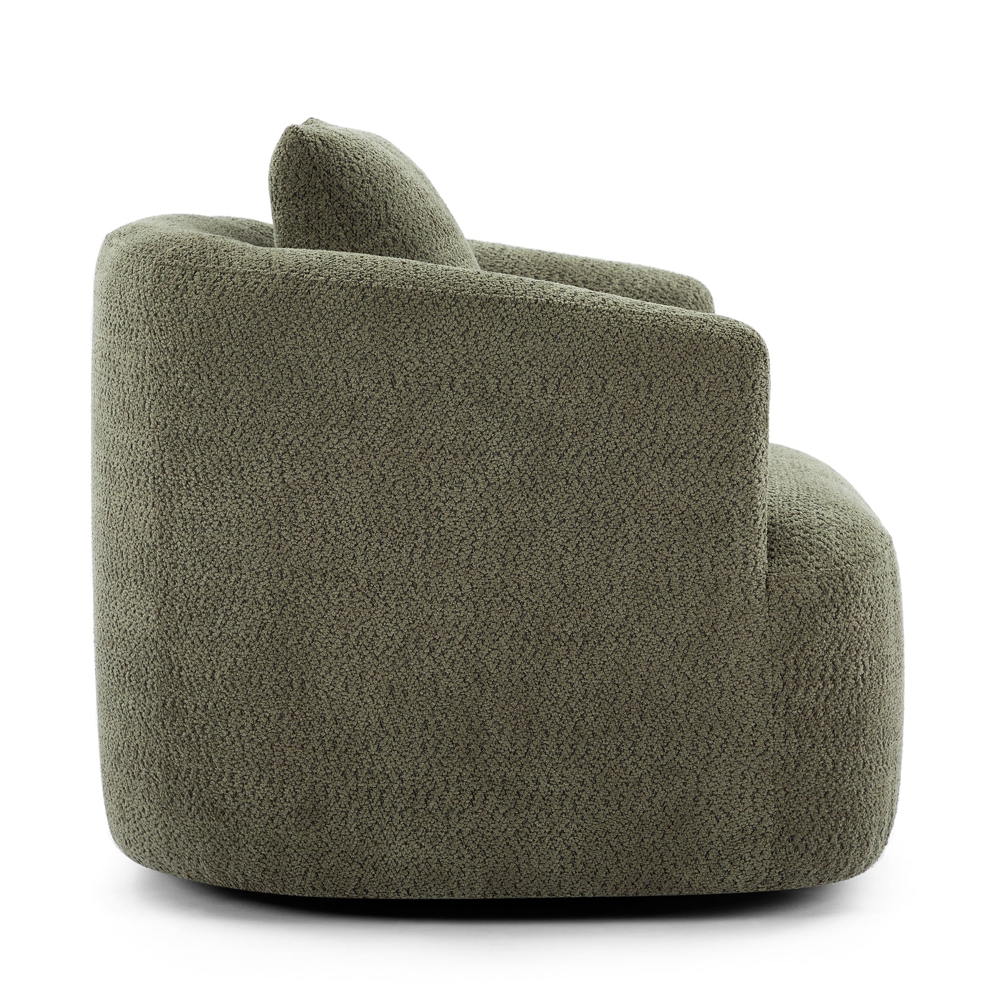 Fauteuil pivotant à 360°, fauteuil d'appoint en bouclette de 38,2 cm avec coussin décoratif, fauteuil-canapé rembourré de forme cylindrique avec accoudoirs incurvés