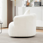 Fauteuil pivotant à 360°, fauteuil d'appoint en bouclette de 38,2 cm avec coussin décoratif, fauteuil-canapé rembourré de forme cylindrique avec accoudoirs incurvés
