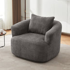 Fauteuil pivotant à 360°, fauteuil d'appoint en bouclette de 38,2 cm avec coussin décoratif, fauteuil-canapé rembourré de forme cylindrique avec accoudoirs incurvés