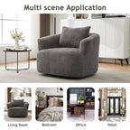 Fauteuil pivotant à 360°, fauteuil d'appoint en bouclette de 38,2 cm avec coussin décoratif, fauteuil-canapé rembourré de forme cylindrique avec accoudoirs incurvés