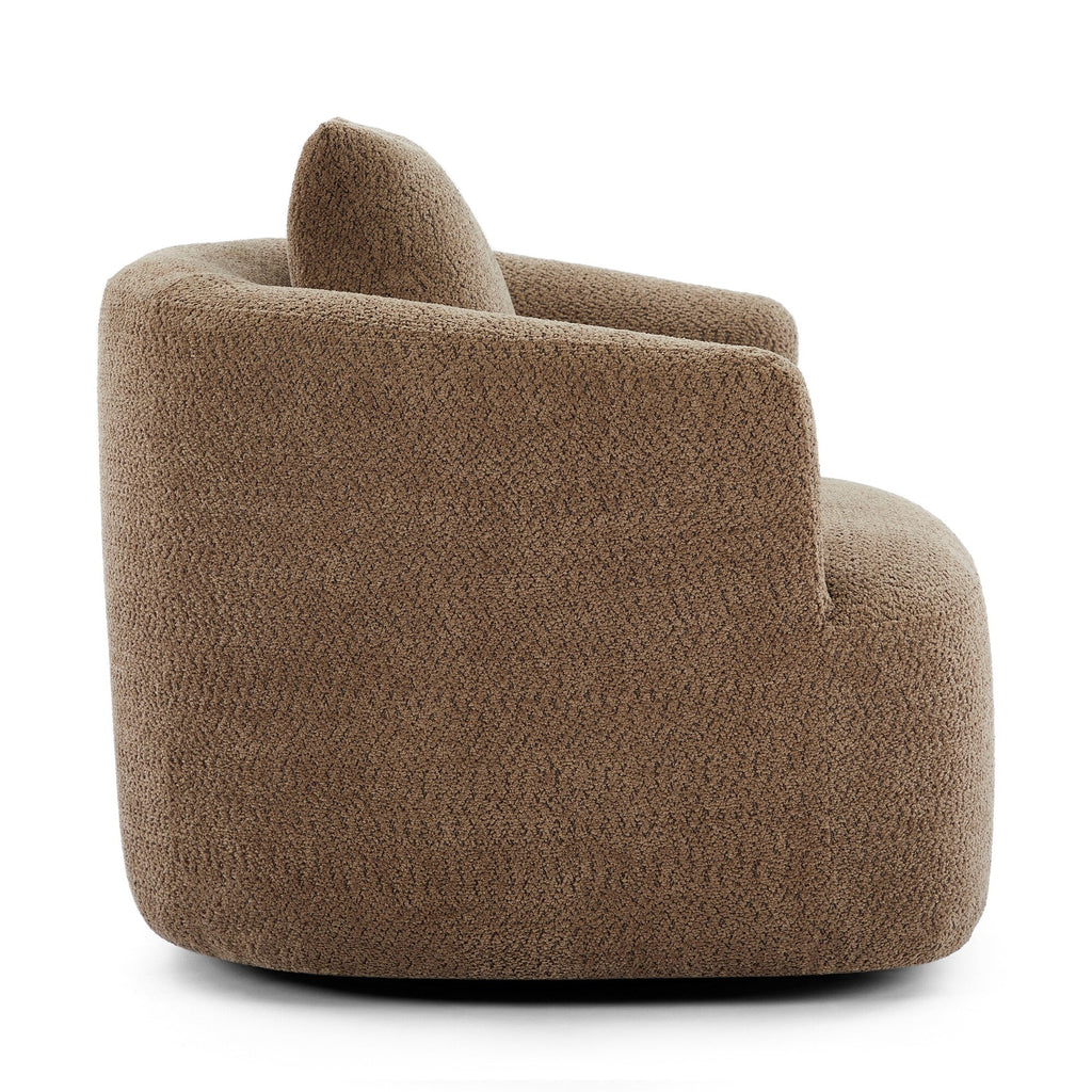 Fauteuil pivotant à 360°, fauteuil d'appoint en bouclette de 38,2 cm avec coussin décoratif, fauteuil-canapé rembourré de forme cylindrique avec accoudoirs incurvés