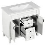 Meuble-lavabo moderne de 91 cm (36 po) avec vasque et armoire à miroir, 2 portes et 2 tiroirs