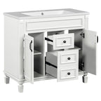 Meuble-lavabo moderne de 91 cm (36 po) avec vasque et armoire à miroir, 2 portes et 2 tiroirs