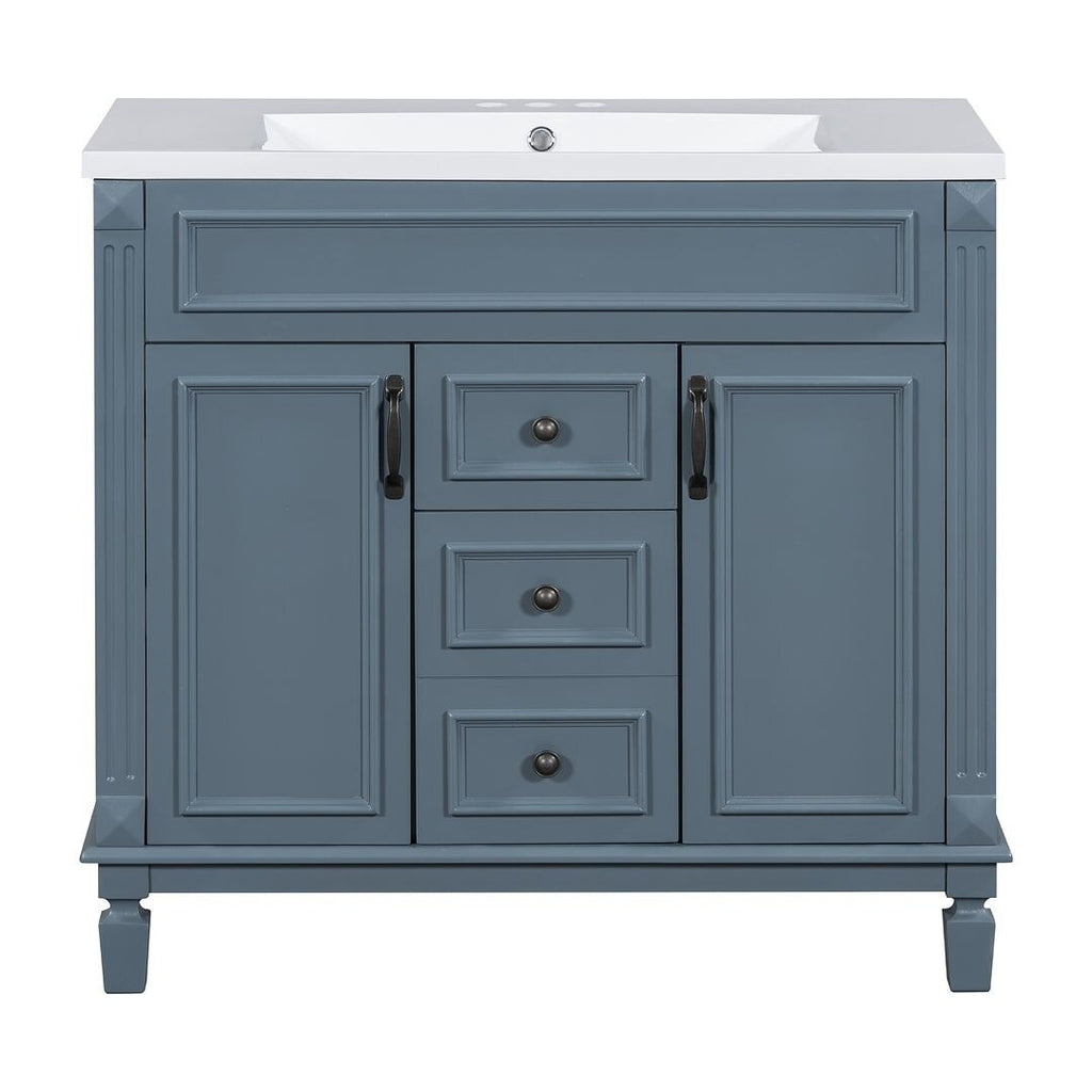 Meuble-lavabo moderne de 91 cm (36 po) avec vasque et armoire à miroir, 2 portes et 2 tiroirs