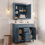 Meuble-lavabo moderne de 91 cm (36 po) avec vasque et armoire à miroir, 2 portes et 2 tiroirs