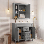 Meuble-lavabo moderne de 91 cm (36 po) avec vasque et armoire à miroir, 2 portes et 2 tiroirs