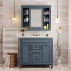 Meuble-lavabo moderne de 91 cm (36 po) avec vasque et armoire à miroir, 2 portes et 2 tiroirs