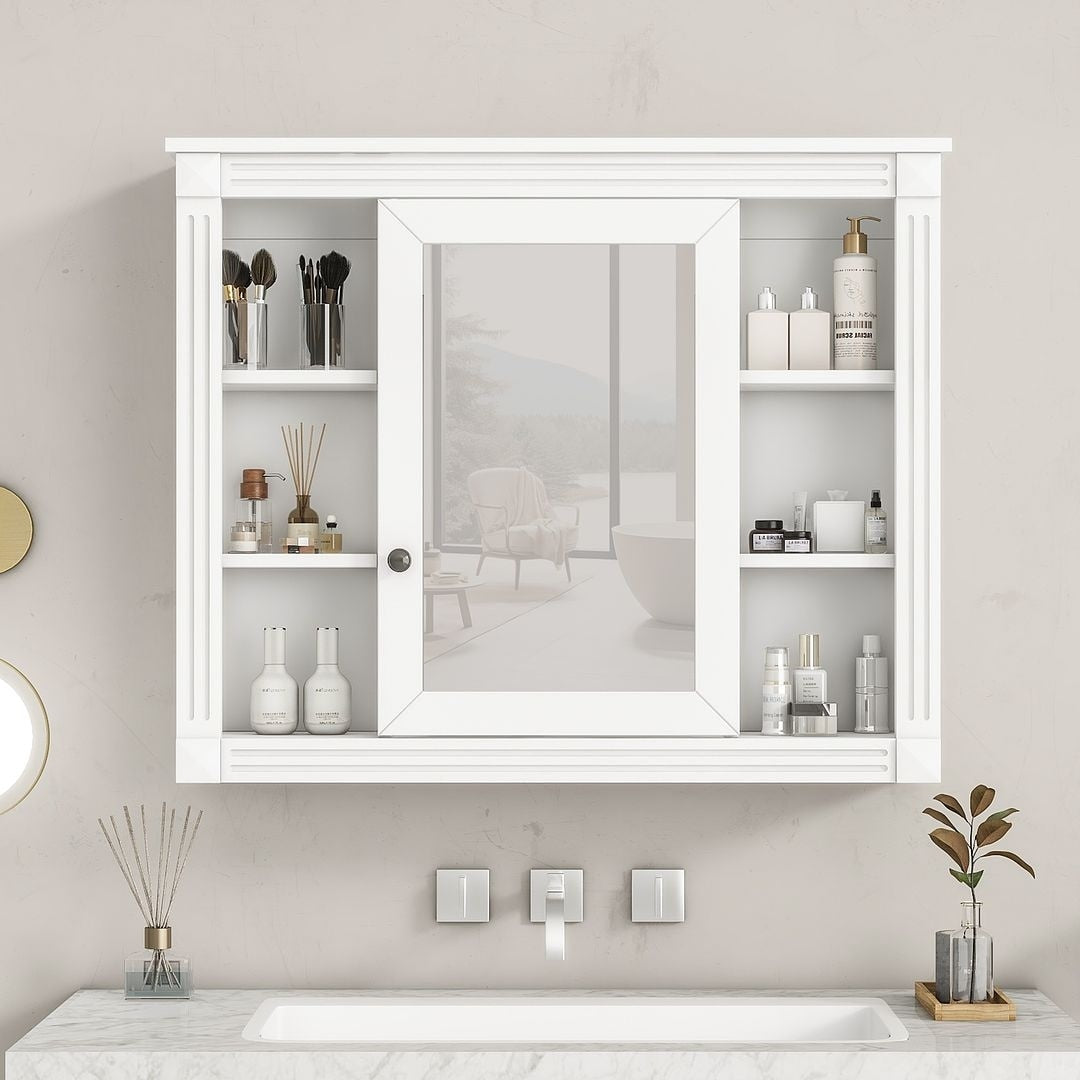 Meuble-lavabo moderne de 91 cm (36 po) avec vasque et armoire à miroir, 2 portes et 2 tiroirs