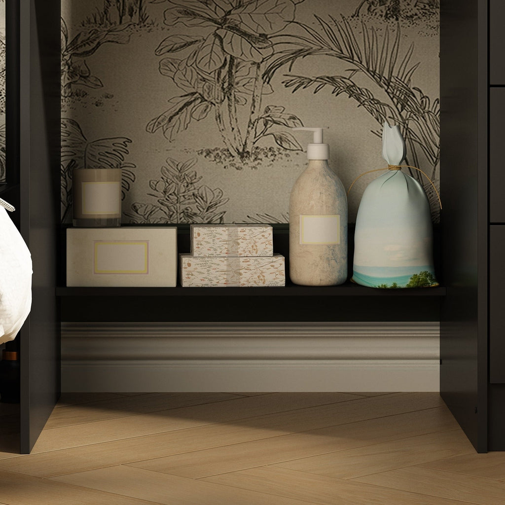 Ensemble coiffeuse de 100 cm de large avec tabouret et miroir.