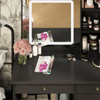 Ensemble coiffeuse de 100 cm de large avec tabouret et miroir.