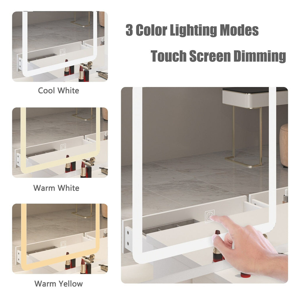 Ensemble coiffeuse de 100 cm de large avec tabouret et miroir