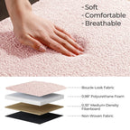 Pouf de rangement en boucle blanche cassée (39,5 cm), pouf de rangement en sherpa, repose-pieds de lit pour salon ou chambre, pieds en bois.