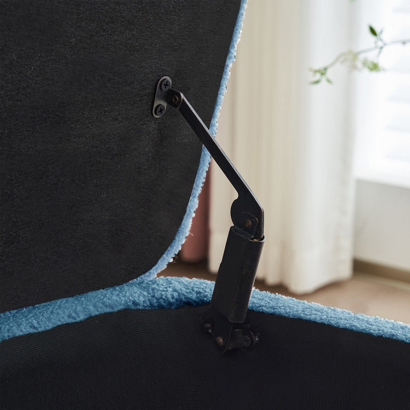 Pouf de rangement en boucle blanche cassée (39,5 cm), pouf de rangement en sherpa, repose-pieds de lit pour salon ou chambre, pieds en bois.