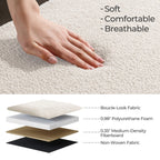 Pouf de rangement en boucle blanche cassée (39,5 cm), pouf de rangement en sherpa, repose-pieds de lit pour salon ou chambre, pieds en bois.