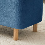 Pouf de rangement en boucle blanche cassée (39,5 cm), pouf de rangement en sherpa, repose-pieds de lit pour salon ou chambre, pieds en bois.