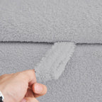 Pouf de rangement en boucle blanche cassée (39,5 cm), pouf de rangement en sherpa, repose-pieds de lit pour salon ou chambre, pieds en bois.