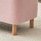 Pouf de rangement en boucle blanche cassée (39,5 cm), pouf de rangement en sherpa, repose-pieds de lit pour salon ou chambre, pieds en bois.