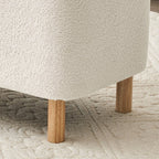 Pouf de rangement en boucle blanche cassée (39,5 cm), pouf de rangement en sherpa, repose-pieds de lit pour salon ou chambre, pieds en bois.