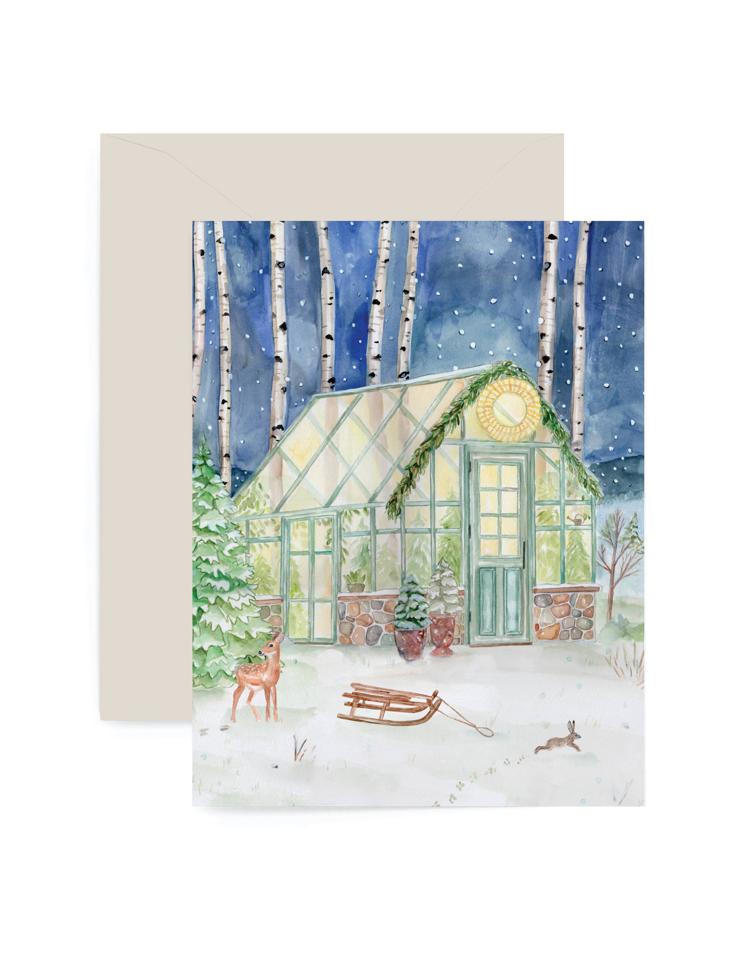 Carte de vœux serre pour les fêtes