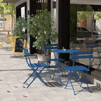 Ensemble bistro pliable en métal 3 pièces, résistant aux intempéries, idéal pour l'intérieur et l'extérieur, avec terrasse, jardin ou cour.