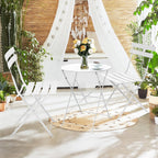 Ensemble bistro pliable en métal 3 pièces, résistant aux intempéries, idéal pour l'intérieur et l'extérieur, avec terrasse, jardin ou cour.