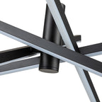 Lustre moderne en aluminium noir et or avec éclairage LED linéaire de type Sputnik, suspension pour salon/salle à manger/cuisine