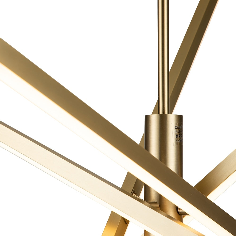 Lustre moderne en aluminium noir et or avec éclairage LED linéaire de type Sputnik, suspension pour salon/salle à manger/cuisine