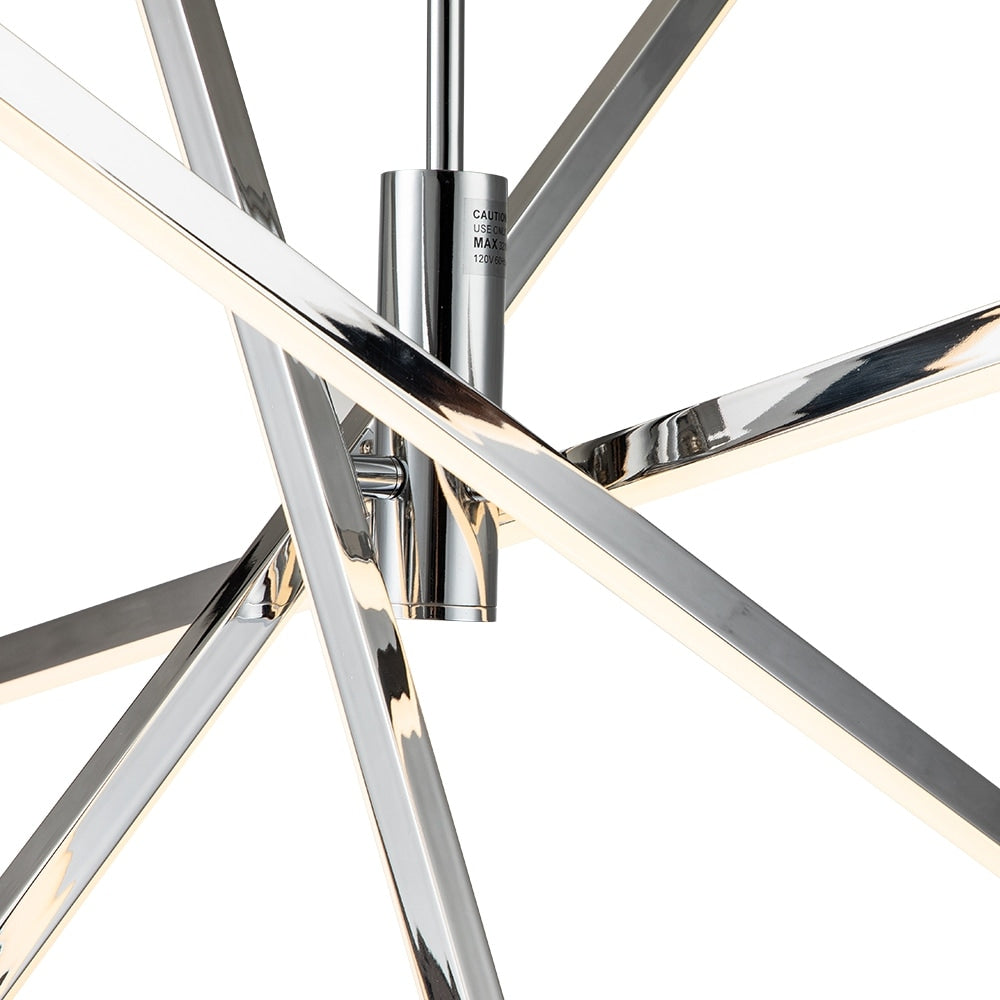 Lustre moderne en aluminium noir et or avec éclairage LED linéaire de type Sputnik, suspension pour salon/salle à manger/cuisine