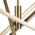 Lustre moderne en aluminium noir et or avec éclairage LED linéaire de type Sputnik, suspension pour salon/salle à manger/cuisine