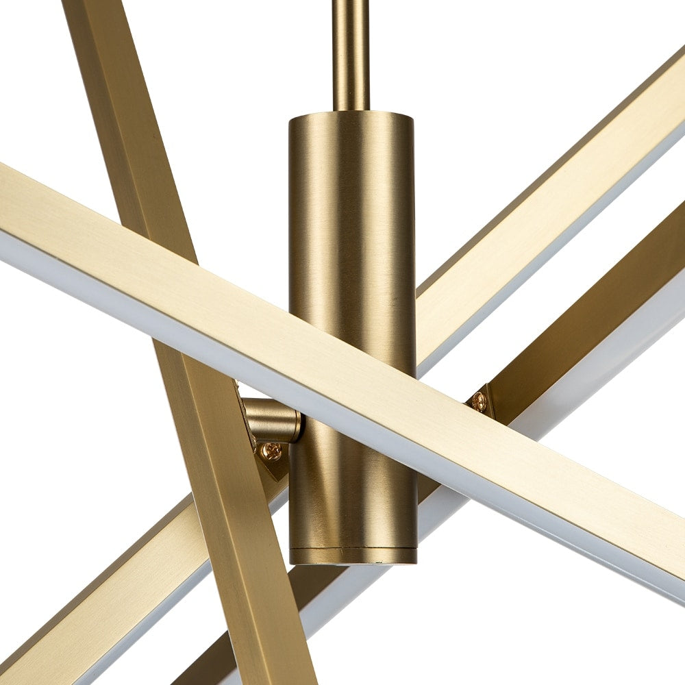 Lustre moderne en aluminium noir et or avec éclairage LED linéaire de type Sputnik, suspension pour salon/salle à manger/cuisine