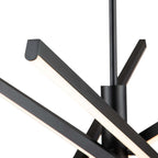 Lustre moderne en aluminium noir et or avec éclairage LED linéaire de type Sputnik, suspension pour salon/salle à manger/cuisine