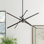 Lustre moderne en aluminium noir et or avec éclairage LED linéaire de type Sputnik, suspension pour salon/salle à manger/cuisine