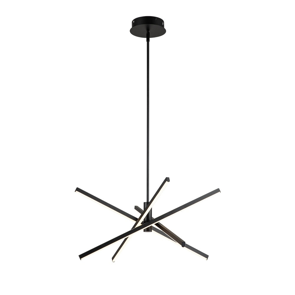 Lustre moderne en aluminium noir et or avec éclairage LED linéaire de type Sputnik, suspension pour salon/salle à manger/cuisine
